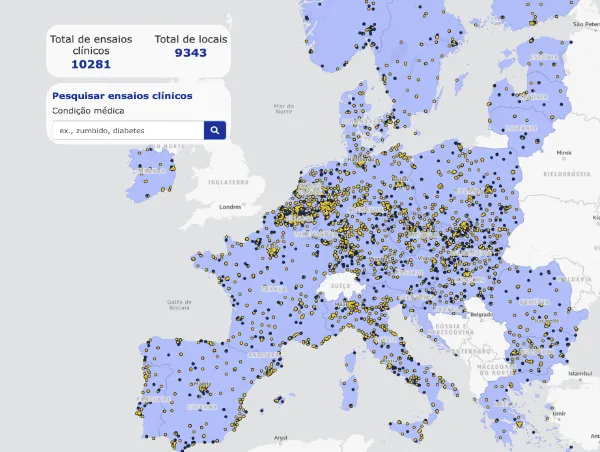 mapa ensaios clínicos europa